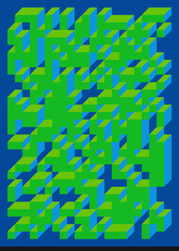 Implementation of Edward Zajec&rsquo;s &ldquo;Il Cubo&rdquo; from 1971. Essentially a Truchet tile set of 8 tiles and rules for placement art illustration