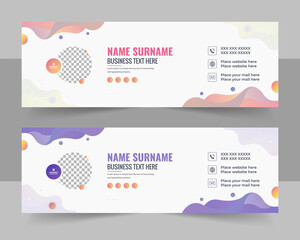 Modern email signature vector template design with author photo place