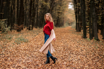 Beautiful girl, girl in a coat, girl in the woods