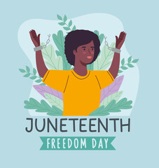 Juneteenth lettering with woman