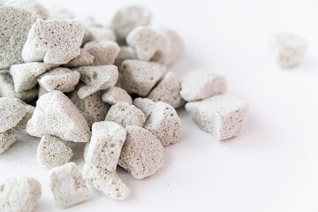 Crushed foam glass on the white