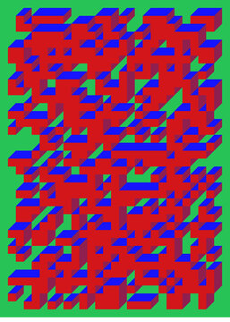 Implementation of Edward Zajec&rsquo;s &ldquo;Il Cubo&rdquo; from 1971. Essentially a Truchet tile set of 8 tiles and rules for placement art illustration