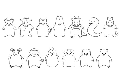 十二支 干支 子 丑 寅 卯 辰 未 午 未 申 酉 戌 亥 年賀状 の画像 316 件の Stock 写真 ベクターおよびビデオ Adobe Stock