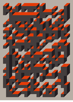 Implementation of Edward Zajec&rsquo;s &ldquo;Il Cubo&rdquo; from 1971. Essentially a Truchet tile set of 8 tiles and rules for placement art illustration