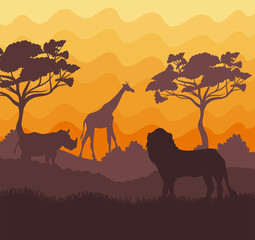Fototapeta na wymiar african savannah with animals