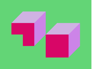 Obraz premium Implementation of Edward Zajec’s “Il Cubo” from 1971. Essentially a Truchet tile set of 8 tiles and rules for placement art illustration