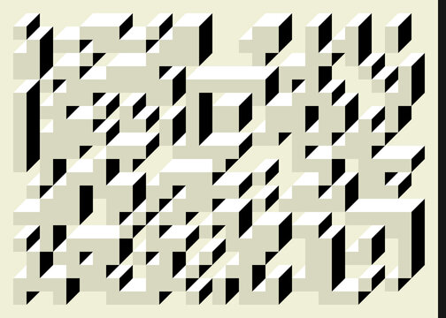 Implementation of Edward Zajec&rsquo;s &ldquo;Il Cubo&rdquo; from 1971. Essentially a Truchet tile set of 8 tiles and rules for placement art illustration