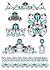 Flower decor elements set for design	