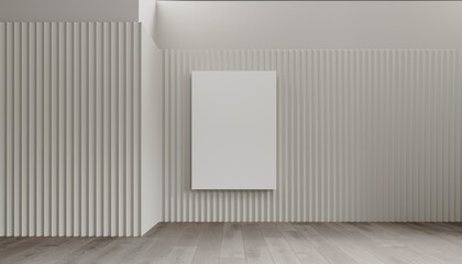 Mockup frame in simple minimal interior background, 3d render,  poster frame close up in living room interior