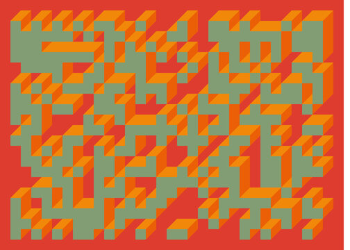 Implementation of Edward Zajec&rsquo;s &ldquo;Il Cubo&rdquo; from 1971. Essentially a Truchet tile set of 8 tiles and rules for placement art illustration