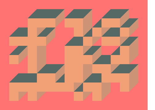 Implementation of Edward Zajec&rsquo;s &ldquo;Il Cubo&rdquo; from 1971. Essentially a Truchet tile set of 8 tiles and rules for placement art illustration