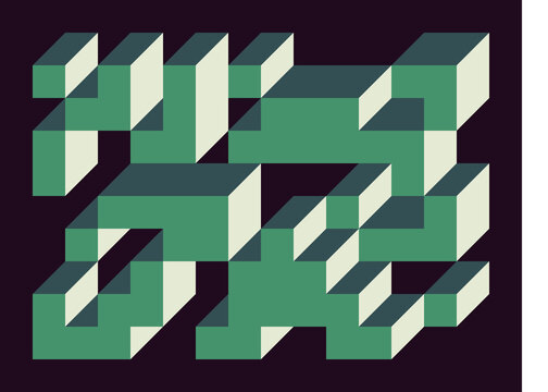 Implementation of Edward Zajec&rsquo;s &ldquo;Il Cubo&rdquo; from 1971. Essentially a Truchet tile set of 8 tiles and rules for placement art illustration