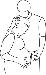 pregnant couple hugging