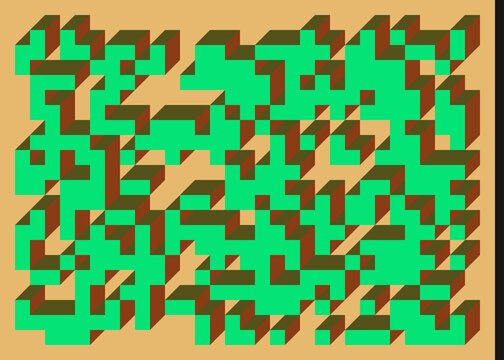 Implementation of Edward Zajec&rsquo;s &ldquo;Il Cubo&rdquo; from 1971. Essentially a Truchet tile set of 8 tiles and rules for placement art illustration