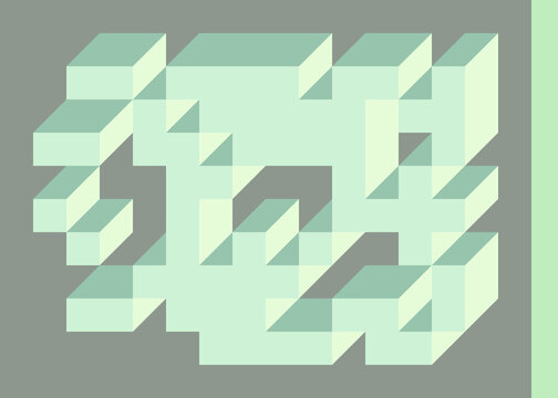 Implementation of Edward Zajec&rsquo;s &ldquo;Il Cubo&rdquo; from 1971. Essentially a Truchet tile set of 8 tiles and rules for placement art illustration