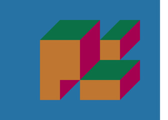 Fototapeta premium Implementation of Edward Zajec’s “Il Cubo” from 1971. Essentially a Truchet tile set of 8 tiles and rules for placement art illustration