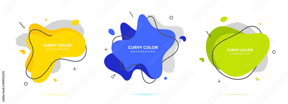 Poster modern liquid irregular amoeba blob shape abstract elements graphic flat style design fluid vector i