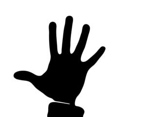 Hand raising gesture.It has a lot of meaning.