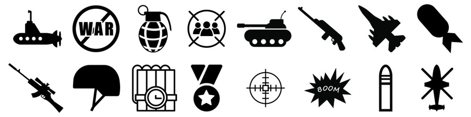 War icon vector set. army illustration symbol collection. defense sign or logo.