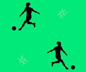 seamless pattern shadow of a football player on a green background