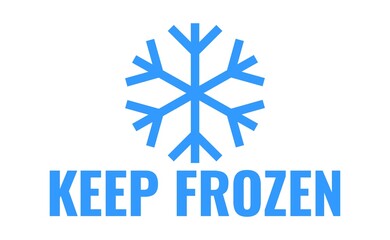 Keep frozen vector food product package label. Keep frozen in fridge, snowflake icon