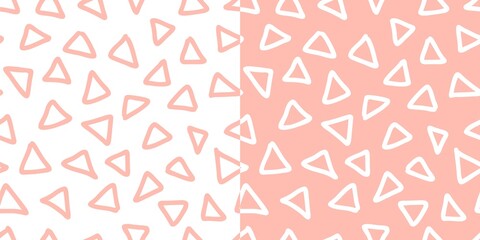 Cute hand drawn seamless pattern set with abstract shapes. Childish style vector background. Fresh modern geo print