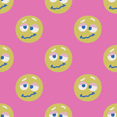 Seamless vector facial expression pattern. Repeat chat smiles background for fabric, textile, wrapping, cover etc.