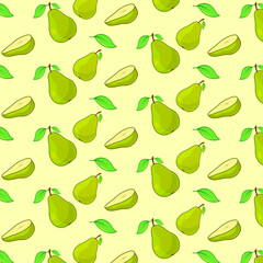 Pear. Vector fruit pattern, print, design, background.