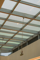 Glass skylight ceiling in city mall