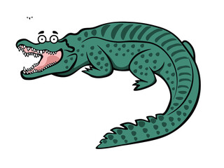 Happy cartoon crocodile smiling wide