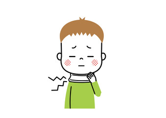 むち打ち症　首にコルセットをしている男の子