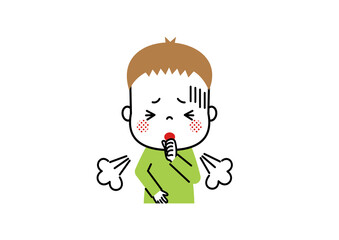 苦しそうに咳こんでいる男の子