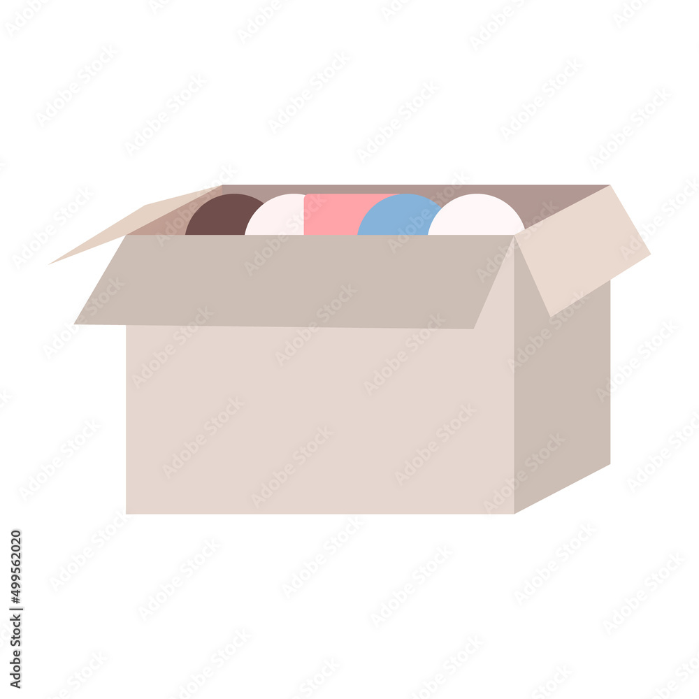 Aufkleber cardboard box with valuable items semi flat color vector object. storage packaging for moving. full 