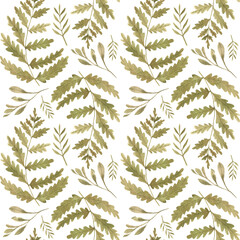watercolor seamles pattern, leaves and greenery   digital paper