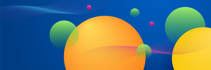 Abstract circle dynamic colorful vibrant geometric wave colorful background banner. Vector abstract graphic design banner pattern background template.