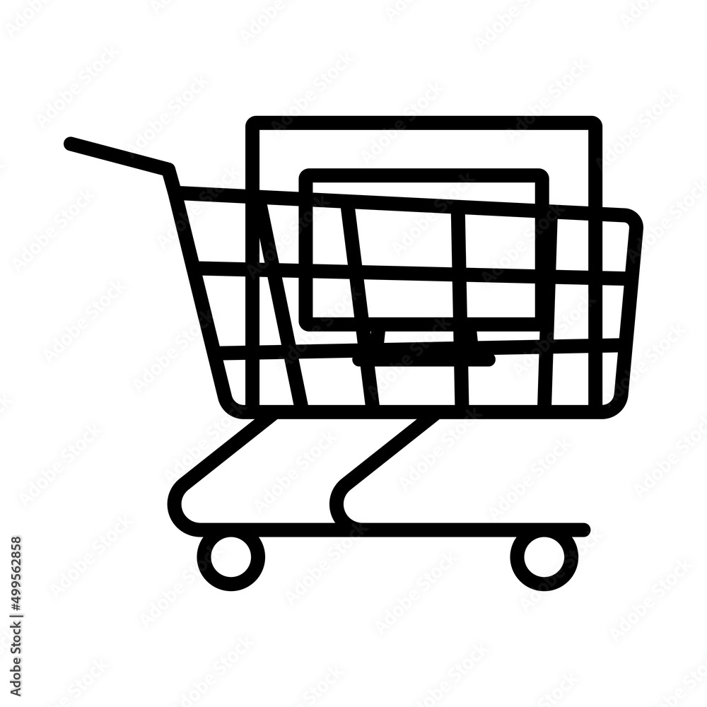 Wall mural shopping cart with pc icon