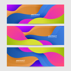 Obraz premium Set of abstract colorful banner background. Dynamic colorful vibrant geometric wave background. Vector abstract graphic design banner pattern background template.