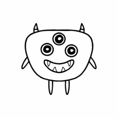 Childish cute monster. Doodle style. Drawn alien. vector illustration.
