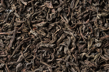 Ceylon Black tea on white background. Top view. Close up. High resolution