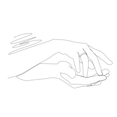 Holding hands one line drawing on white isolated background. Vector illustration