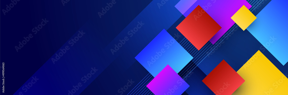 Wall mural abstract blue colorful banner background. color gradient abstract background with dynamic wave line 