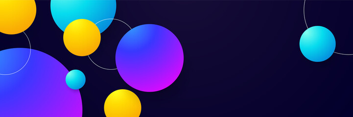 Abstract circle colorful banner background. Color gradient abstract background with dynamic wave line effect. Vector abstract graphic design banner pattern background web template.