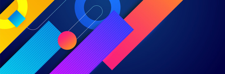 Abstract modern blue red yellow orange colorful banner background