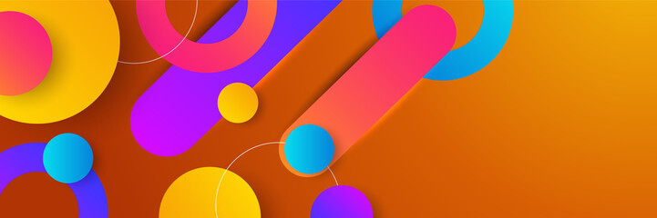 Abstract red orange yellow blue colorful geometric banner background. Vector abstract graphic design banner pattern background template.