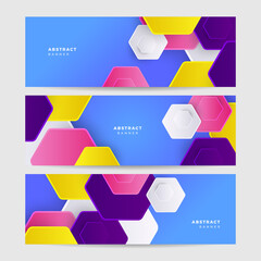 Abstract modern colorful 3d geometric banner background. Gradient polygon geometric vector abstract graphic design banner pattern background template web banner design.