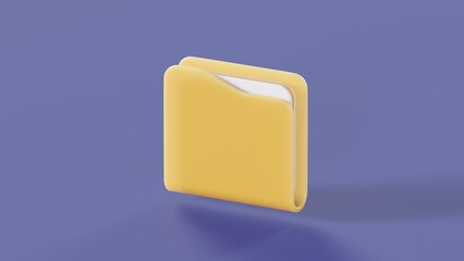 Yellow folder like on a computer on a clean blue background  3d render
