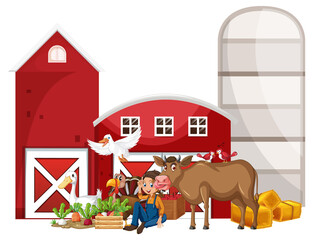 Obraz na płótnie Canvas Farming theme with farmer