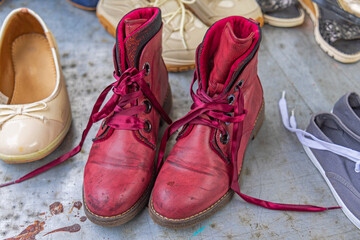 Fototapeta na wymiar Red Boots Women