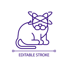 Feline vestibular disease RGB color icon. Cat losing balance and coordination. Unusual condition. Isolated vector illustration. Simple filled line drawing. Editable stroke. Arial font used