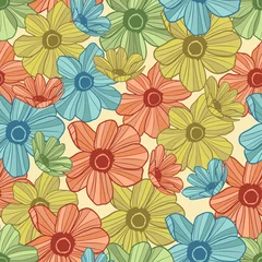 Möbelaufkleber Hand Drawn Colorful Flowers. Floral Seamless Sketch Pattern Background © Artalia